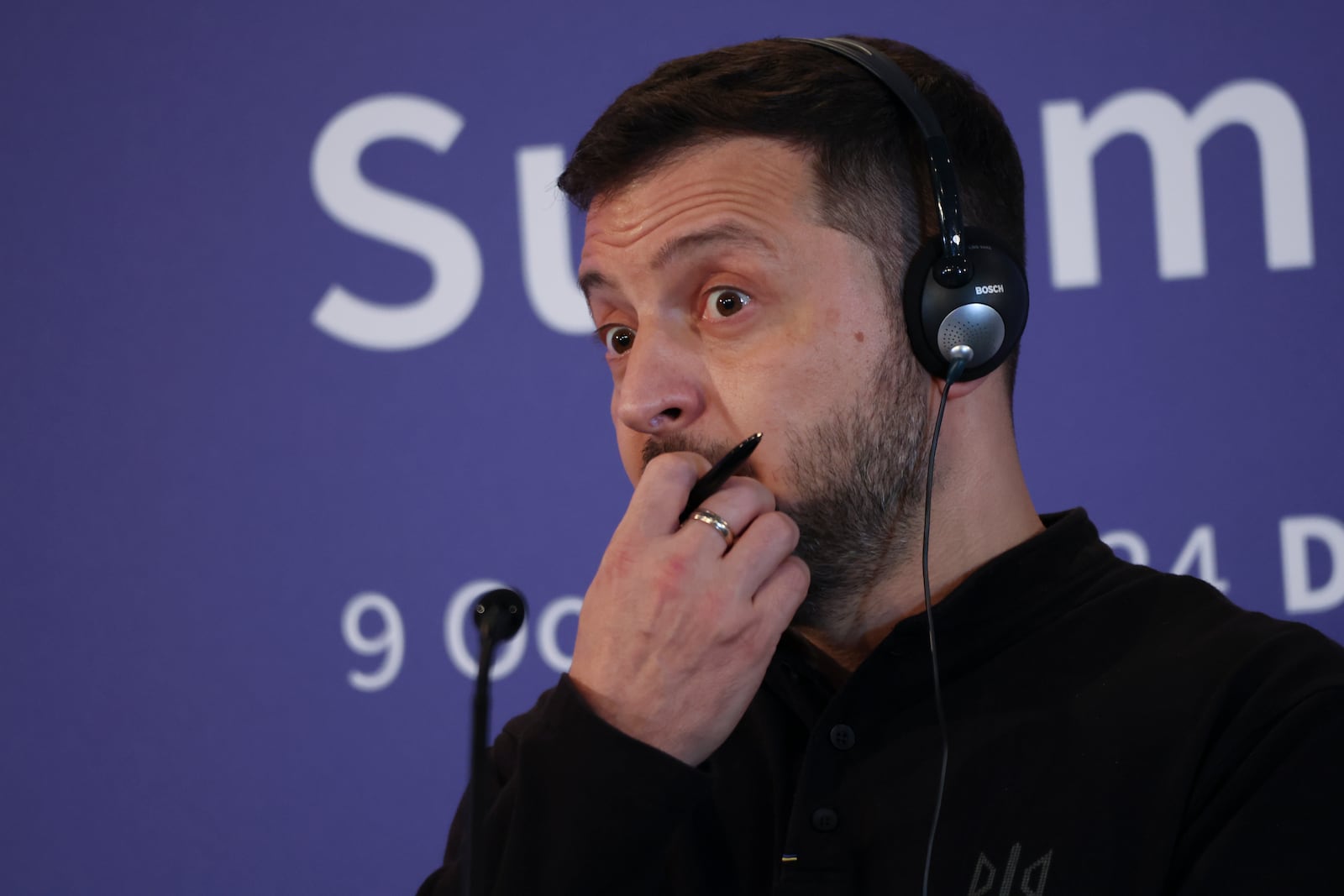 Ukrainian President Volodymyr Zelenskyy attends a news conference in Dubrovnik, Croatia, Wednesday, Oct. 9, 2024. (AP Photo)