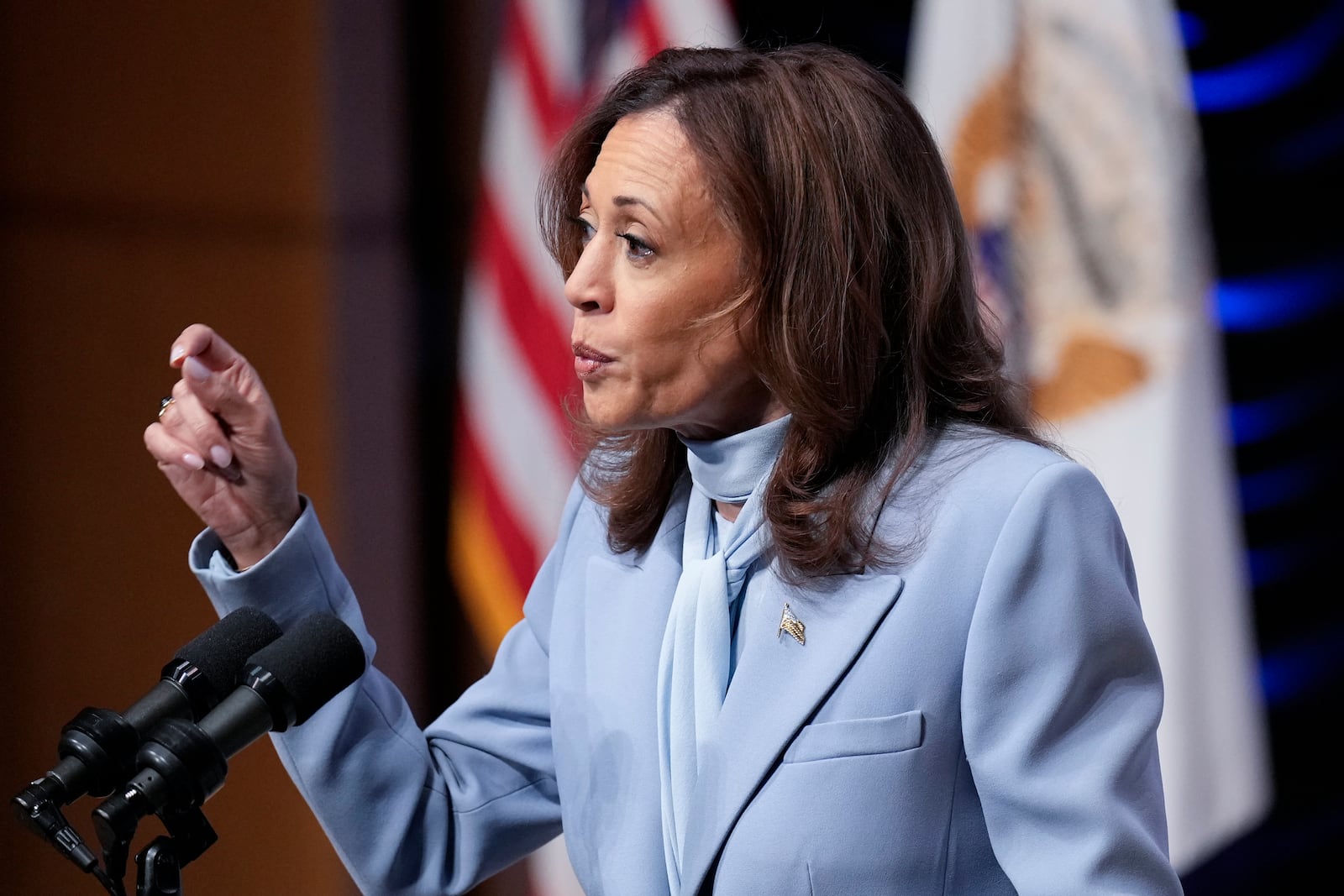 Democratic presidential nominee Vice President Kamala Harris speaks at the Congressional Hispanic Caucus Institute (CHCI) leadership conference, Wednesday, Sept. 18, 2024, in Washington. (AP Photo/Jacquelyn Martin)