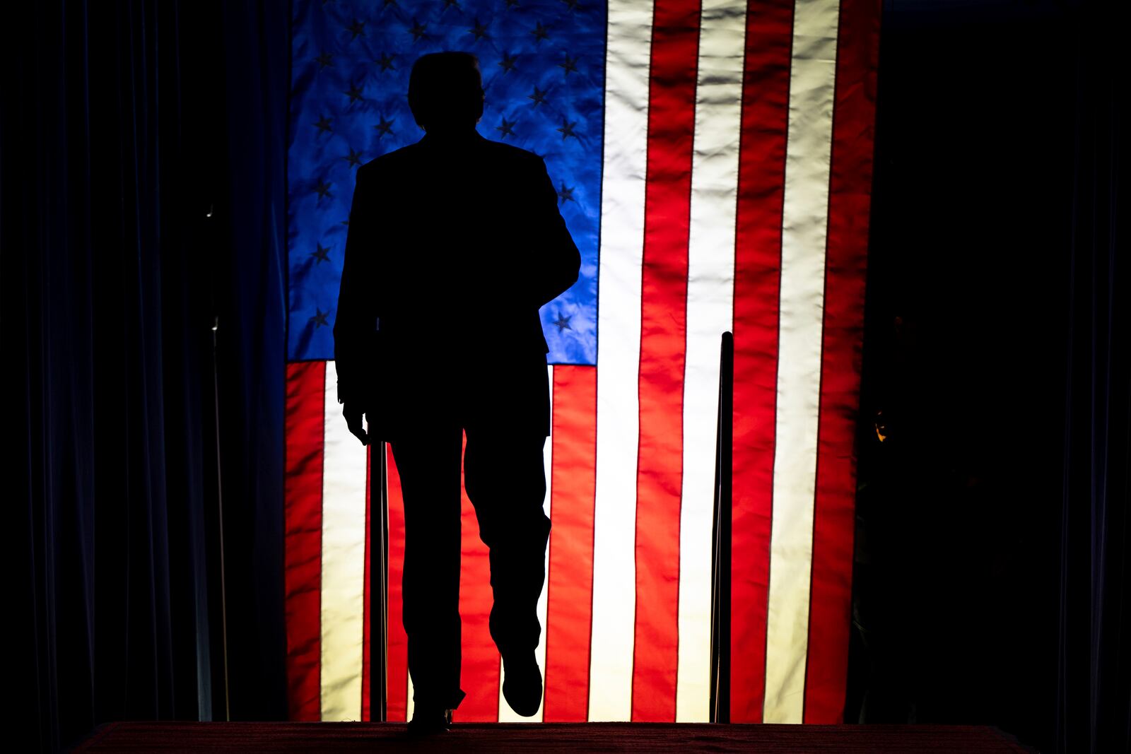 Republican presidential nominee former President Donald Trump arrives to speak at a campaign rally at Rocky Mount Event Center, Wednesday, Oct. 30, 2024, in Rocky Mount, N.C. (AP Photo/Julia Demaree Nikhinson)