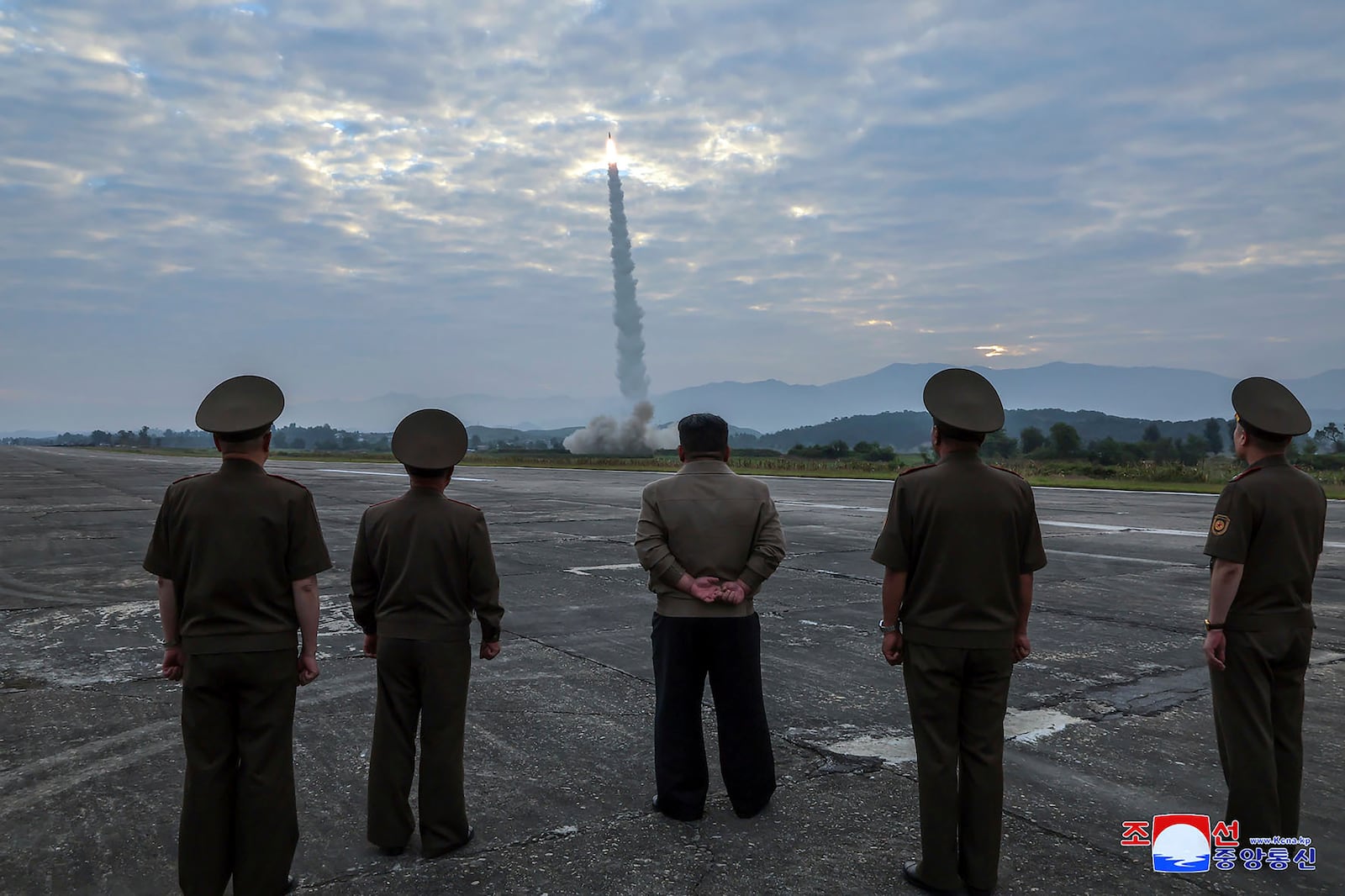 FILE - In this photo provided by the North Korean government, North Korean leader Kim Jong Un, center, oversees a launch of, what it says, the country's newly built Hwasongpho-11-Da-4.5 ballistic missile at an undisclosed place in North Korea, Sept. 18, 2024. Independent journalists were not given access to cover the event depicted in this image distributed by the North Korean government. The content of this image is as provided and cannot be independently verified. Korean language watermark on image as provided by source reads: "KCNA" which is the abbreviation for Korean Central News Agency. (Korean Central News Agency/Korea News Service via AP, File)