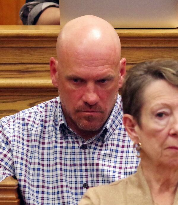 Paul O'Keefe, brother of the decedent John O'Keefe, sits with his family during Karen Read's trial at Norfolk Superior Court in Dedham, Mass., Friday, May 2, 2025. (Mark Jarret Chavous/The Enterprise via AP, Pool)