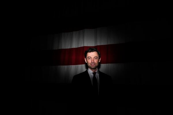 Sen. Jon Ossoff, D-Ga., poses for a portrait during an event at Dobbins Air Reserve Base, Saturday, April 26, 2025, in Marietta, Ga. (AP Photo/Brynn Anderson)