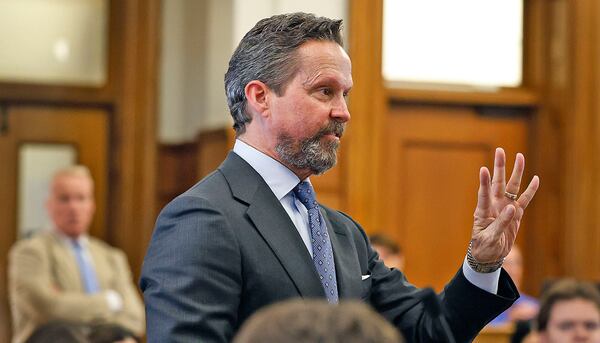 Lead defense attorney Alan Jackson questions Jenifer McCabe about the four times she looked out the door from 34 Fairview the night John O'Keefe died during the Karen Read murder trial in Norfolk Superior Court in Dedham, Mass., Wednesday, April 30, 2025. (Greg Derr/The Patriot Ledger via AP, Pool)