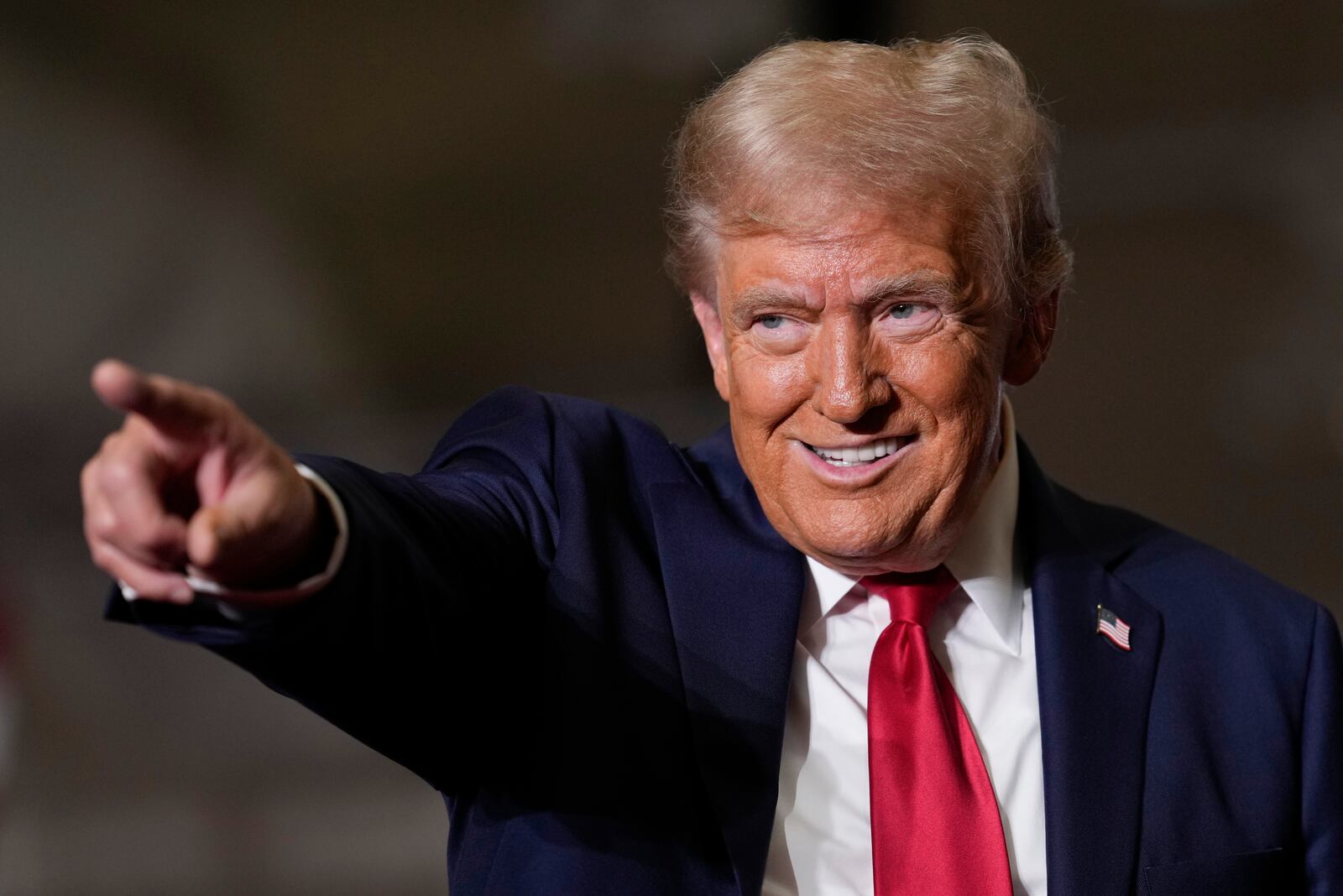 Republican presidential nominee former President Donald Trump arrives for a campaign event, Sunday, Sept. 29, 2024, in Erie, Pa. (AP Photo/Matt Rourke)